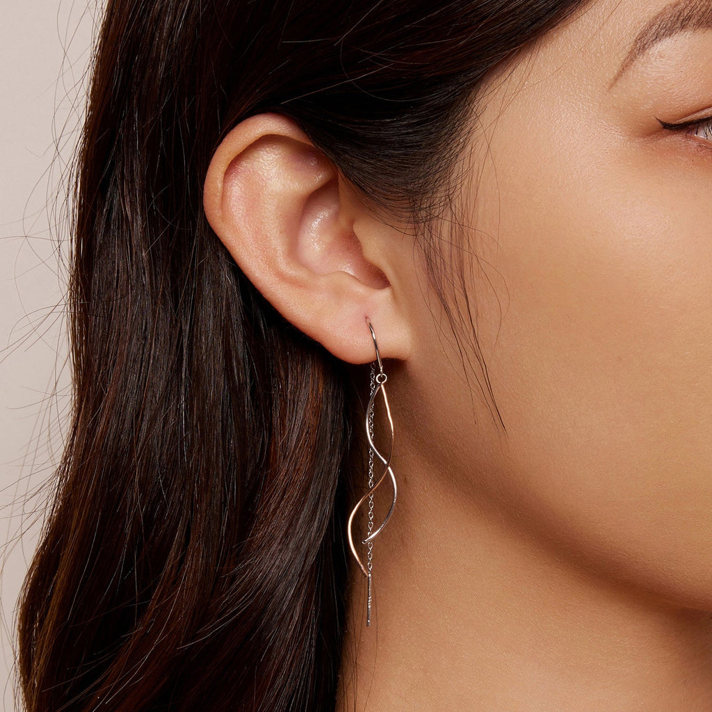 925 Sterling Silver Earrings 56*10mm Plated Platinum Rose Gold for Women