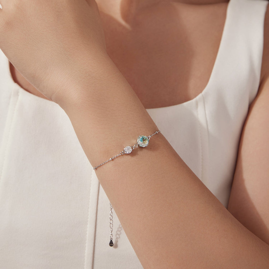 925 Sterling Silver 0.8cm CZ White Gold Plated Bracelet for Women