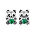925 Sterling Silver Earrings with Pavé Setting CZ in White and Black Gold