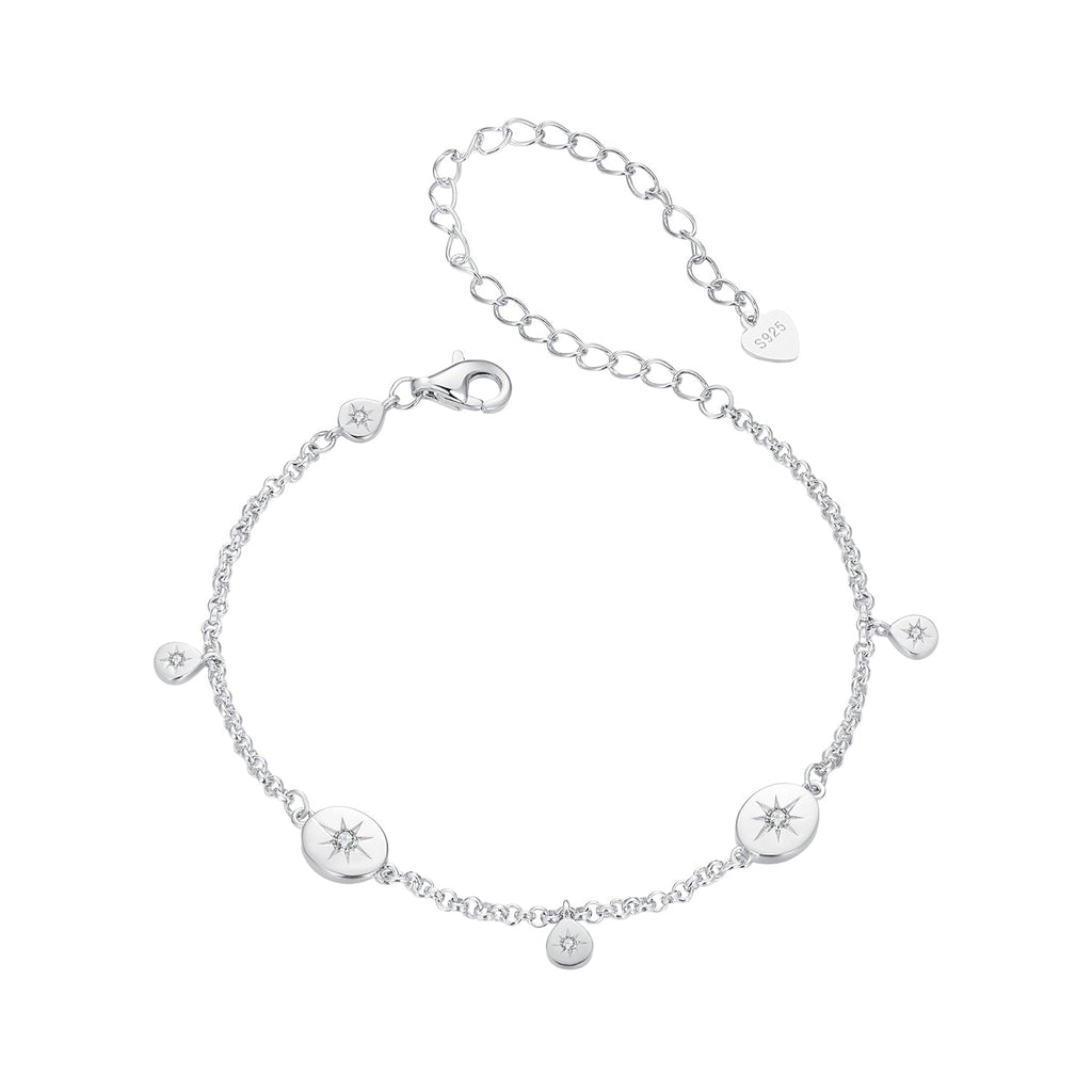 925 Sterling Silver & Plated White Gold CZ Bracelet