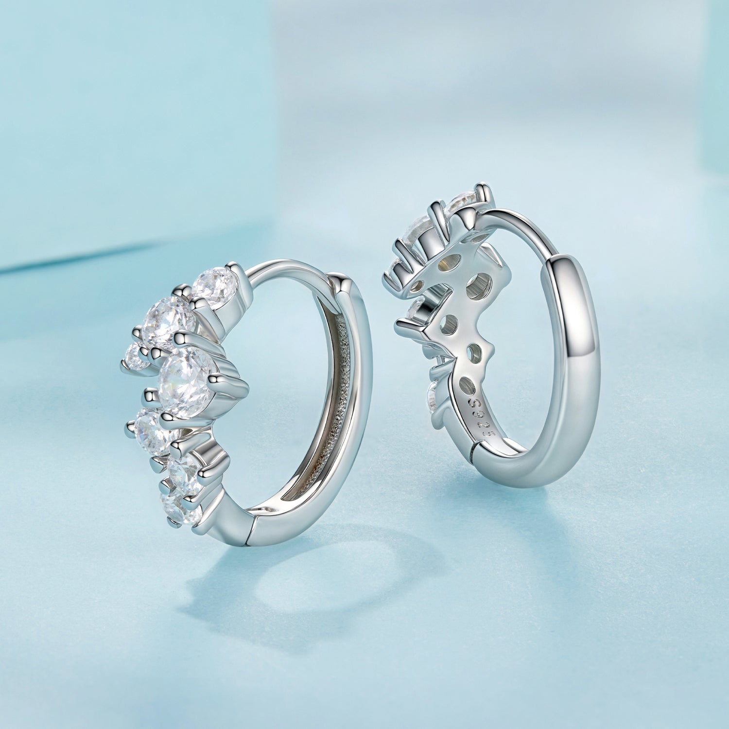 925 Sterling Silver Earrings with CZ White Gold Plating