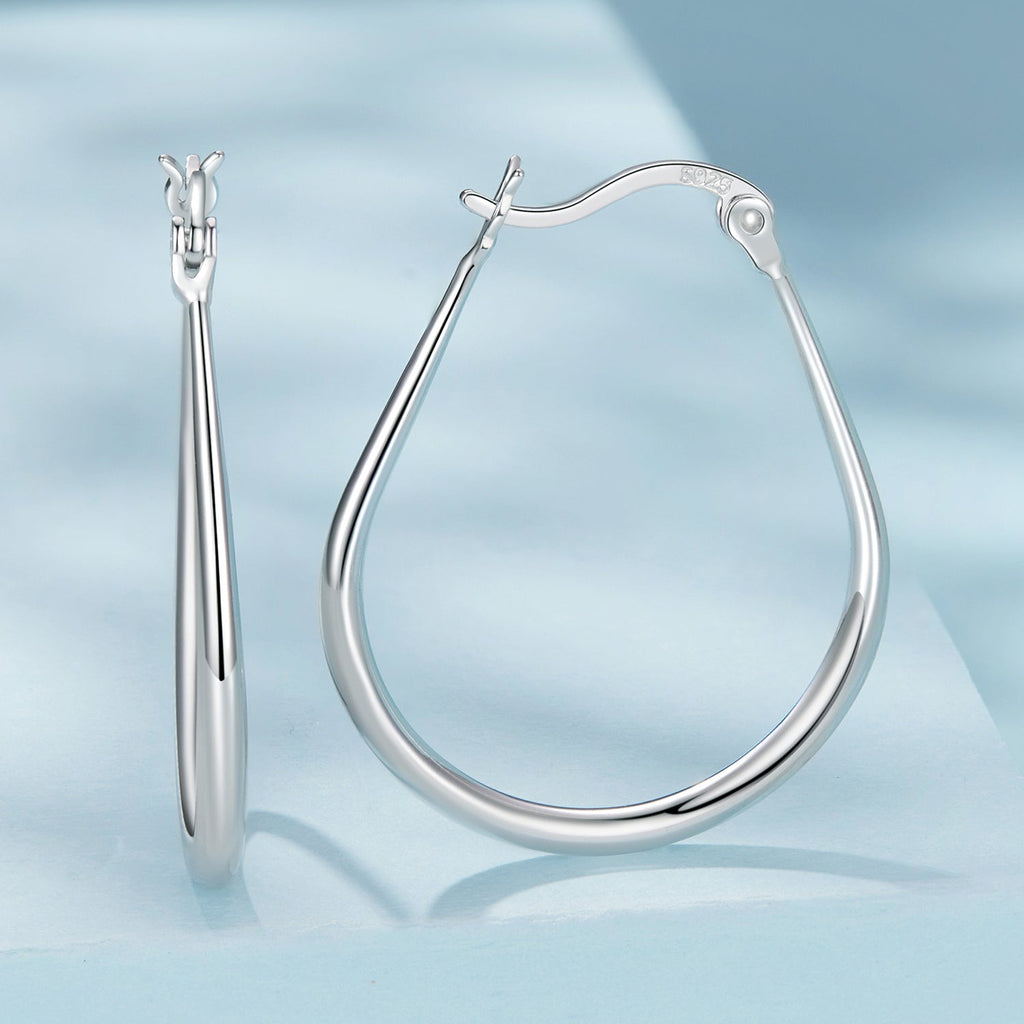 925 Sterling Silver Earrings for Women - 2.9x0.2cm, Plated White Gold, Style L