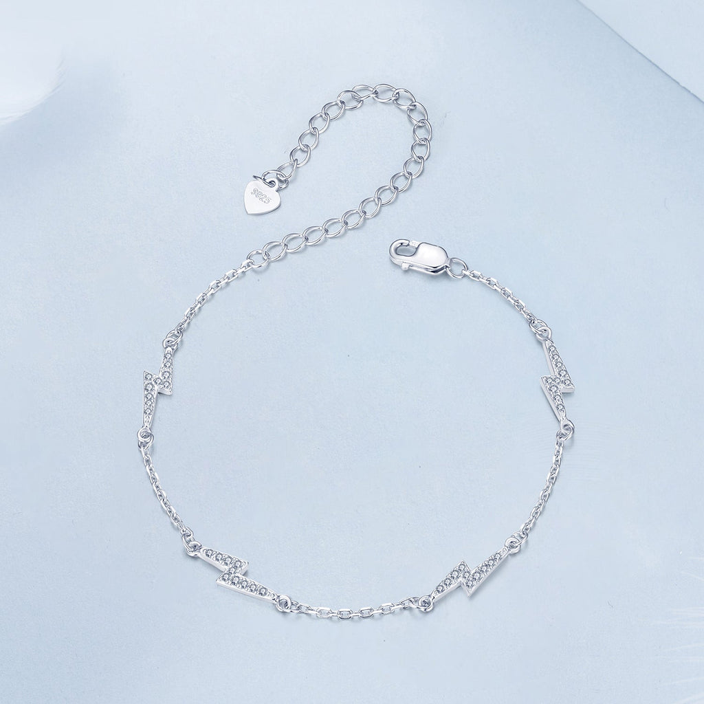 925 Sterling Silver Pave Setting CZ Bracelet with White Gold Plating