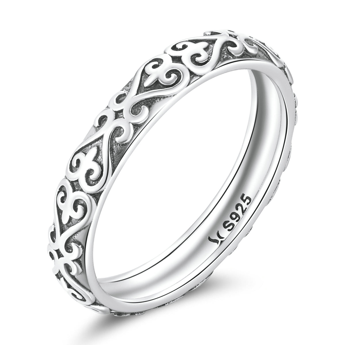 925 Oxidized Silver 0.3cm Ring Size 6.0 for Women