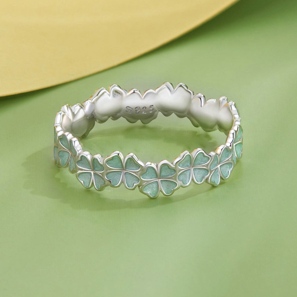 925 Sterling Silver Enamel and Platinum Plated Ring Size 6 for Women