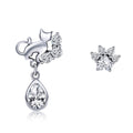 S925 Sterling Silver Earrings with Oxidized Finish and Pavé Setting CZ