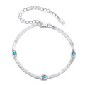 925 Sterling Silver White Gold Plated Multi-Layer Bracelet with Synthetic Turquoise