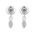 925 Sterling Silver Earrings with Pavé Setting CZ in White Gold - 11*4mm