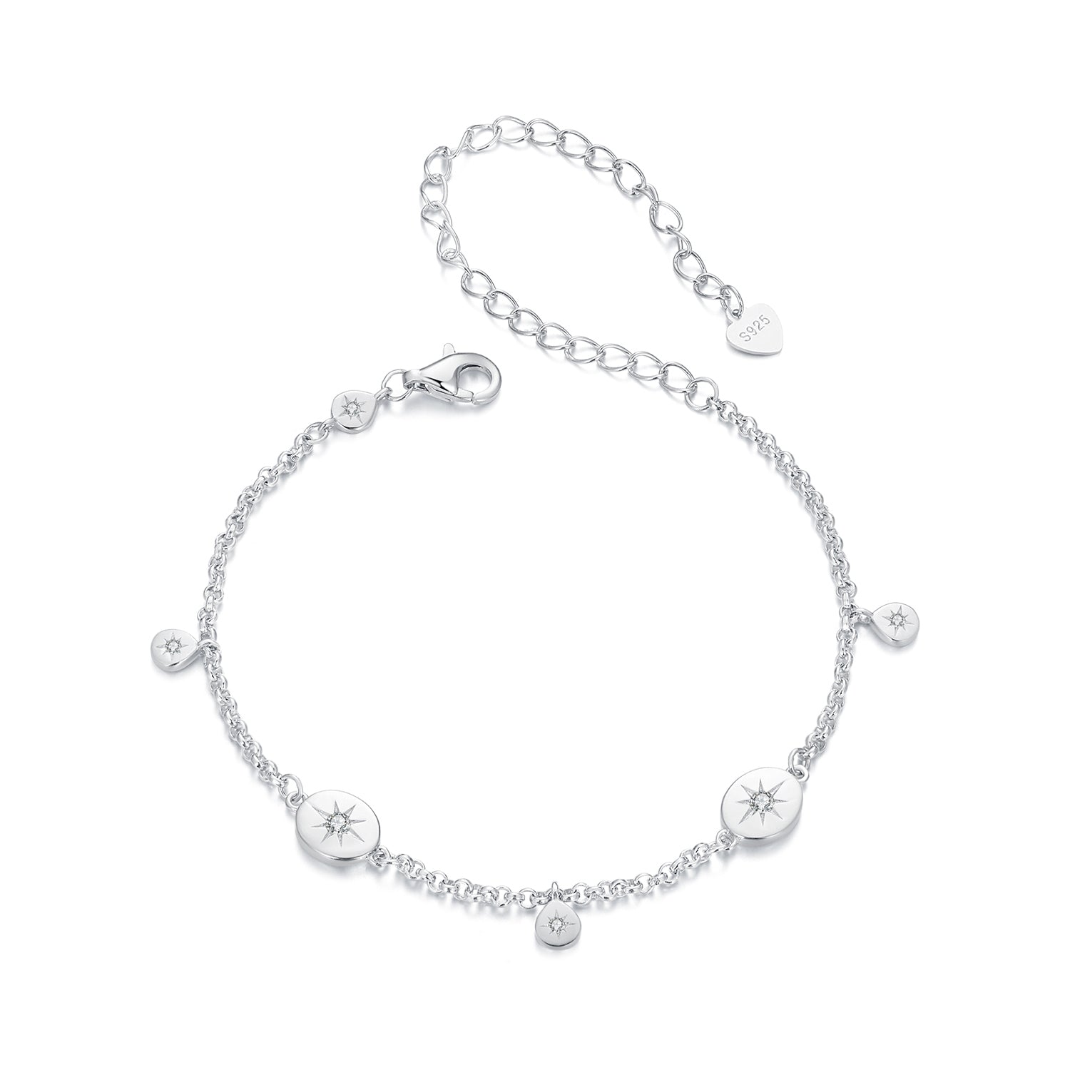 925 Sterling Silver & Plated White Gold CZ Bracelet