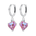 925 Sterling Silver Earrings with Transparent Glass, 28x9mm, Women's Jewelry