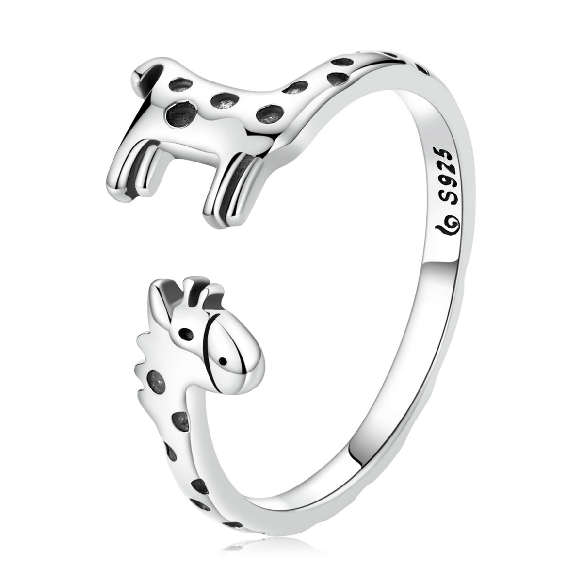 925 Sterling Silver Oxidized Giraffe Ring for Women