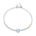 925 Sterling Silver Adjustable Bracelet with Translucent Opal and CZ for Women