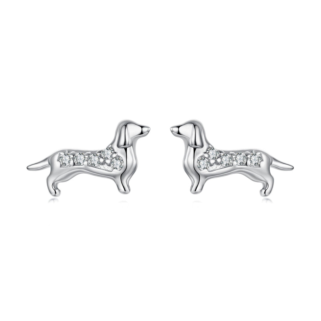925 Sterling Silver Earrings with Pavé Setting and White Gold Plating for Women