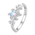 925 Sterling Silver Opal & CZ Ring 0.2cm Size 6.0 for Women
