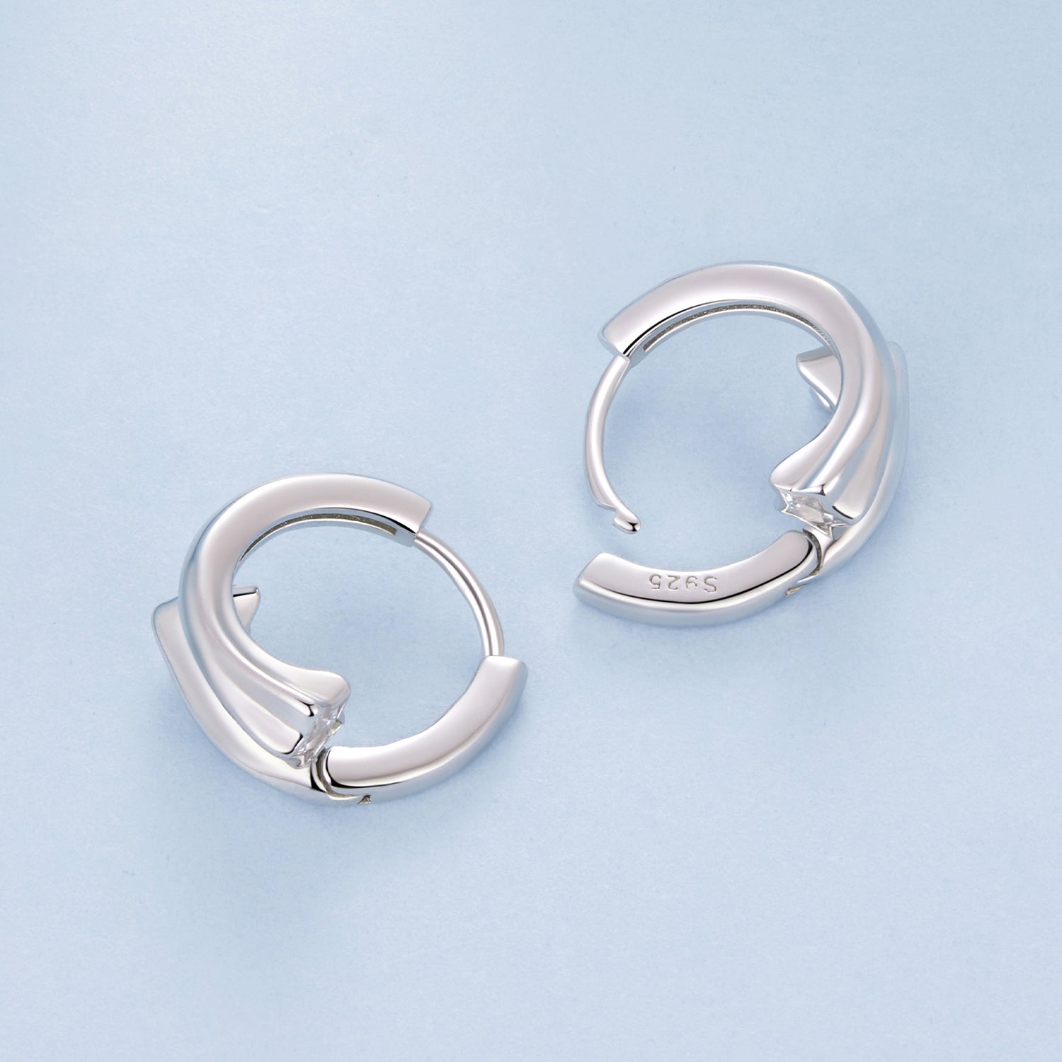 925 Sterling Silver Earrings with White Gold Plating and CZ