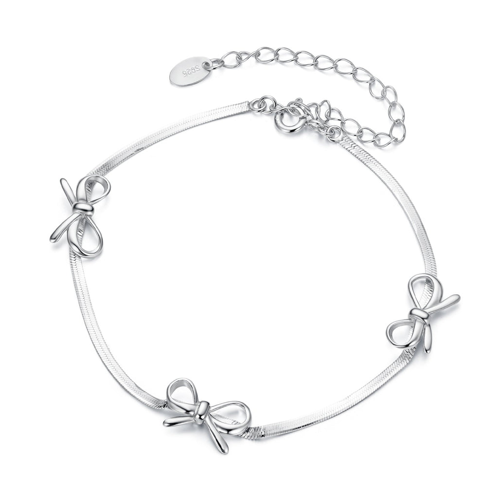 925 Sterling Silver White Gold Plated Adjustable Bracelet for Women