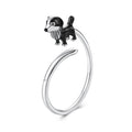 925 Sterling Silver Enamel Oxidized Silver Ring for Dogs