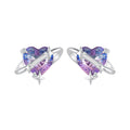 925 Sterling Silver Earrings with CZ and Transparent Glass in White Gold Plating for Women