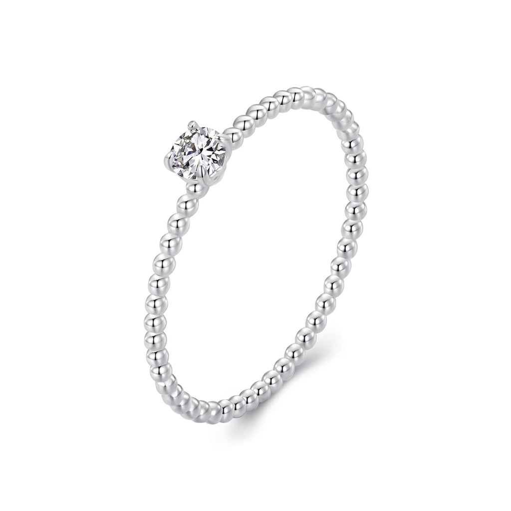 925 Sterling Silver 3mm Moissanite Ring for Women - Size 6