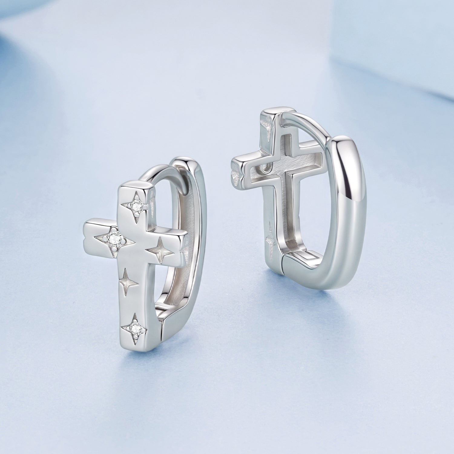925 Sterling Silver Hoop Earrings with Pavé Setting CZ, 1.3x0.8cm, for Women