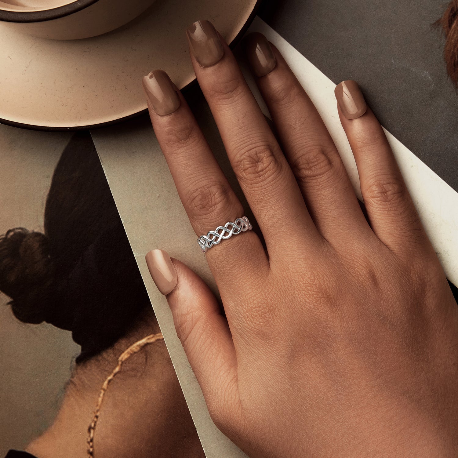 925 Sterling Silver and White Gold 0.5cm Ring Size 6.0