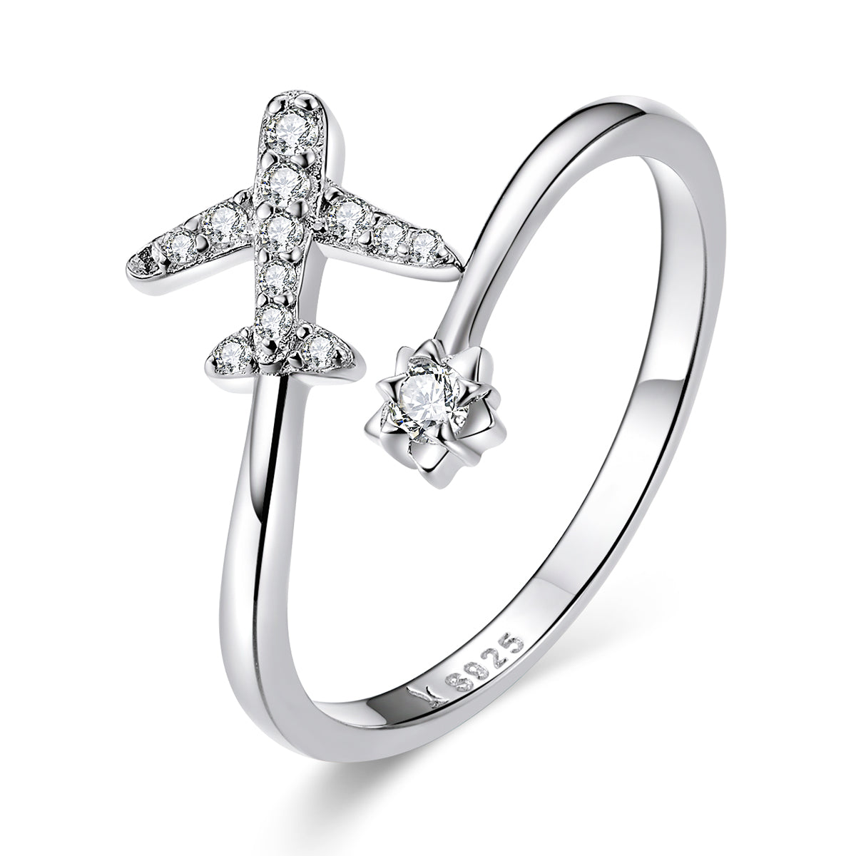 925 Sterling Silver Ring with CZ and Platinum Plated Finish