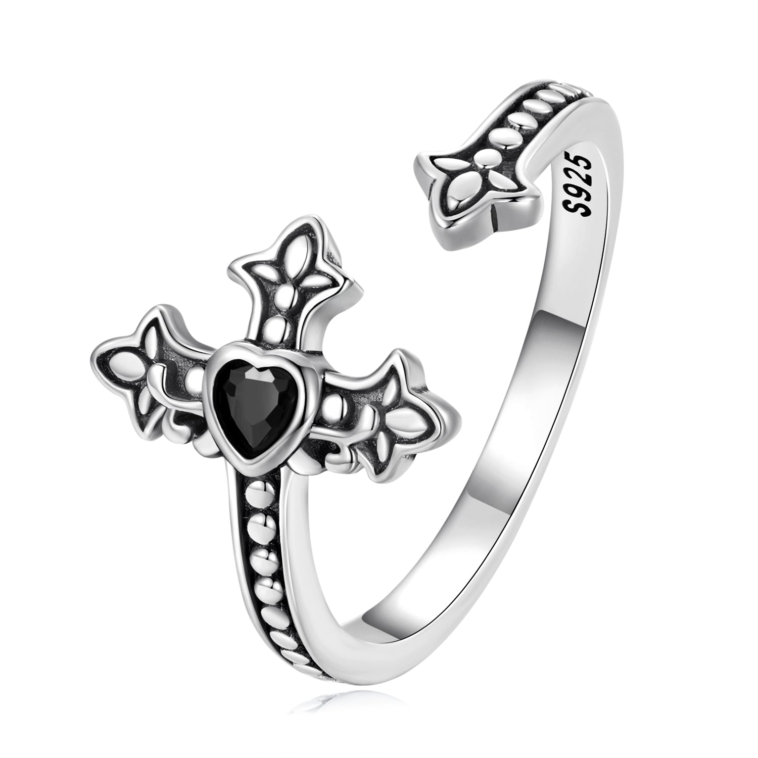 925 Sterling Silver Pavé Setting CZ Oxidized Silver Ring