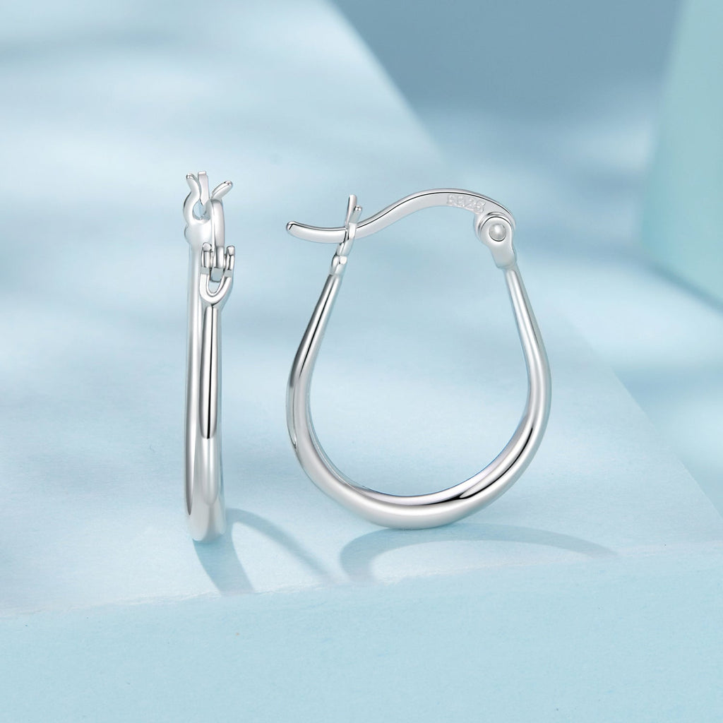 925 Sterling Silver Earrings for Women - 2.9x0.2cm, Plated White Gold, Style L