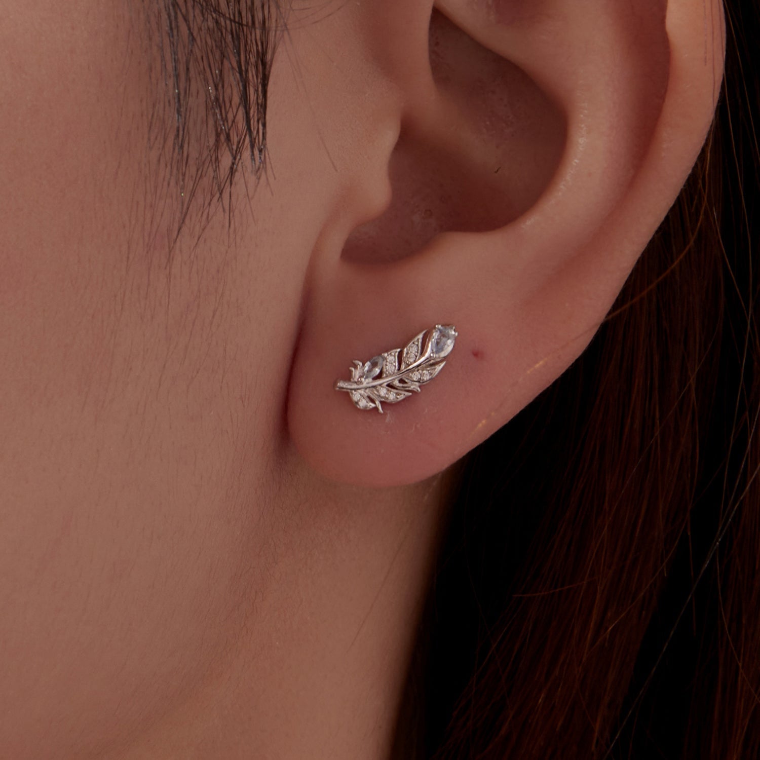 925 Sterling Silver Earrings with Pavé Setting CZ and White Gold Plating