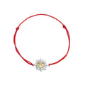 925 Sterling Silver Adjustable Length Bracelet with CZ and Glass Pendant for Women
