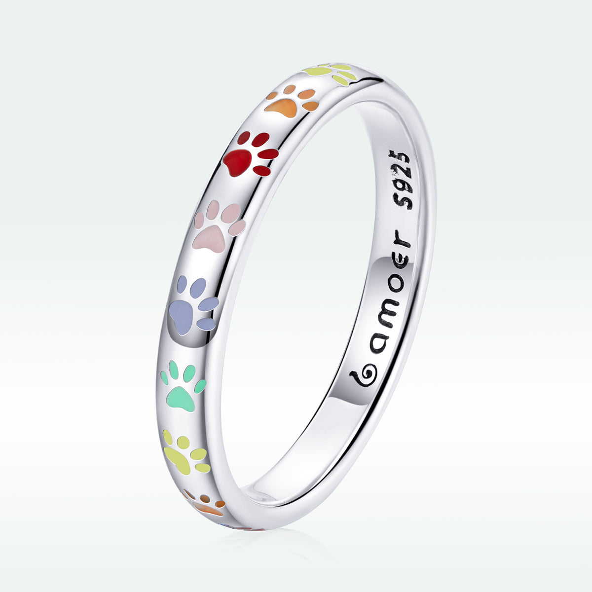 925 Sterling Silver Enamel Oxidized Silver Ring Size 6.0