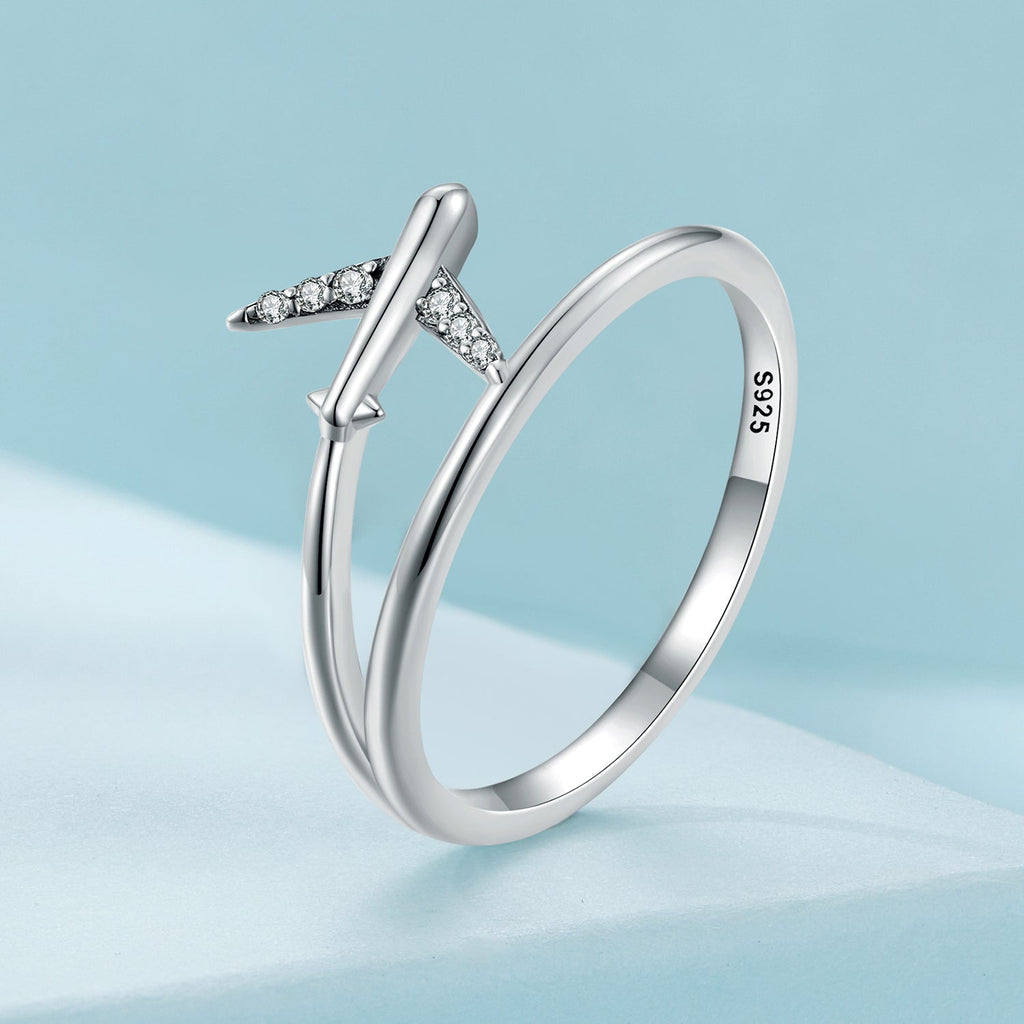 925 Sterling Silver Ring with Pavé Setting CZ, Size 6.0, Oxidized Finish for Women