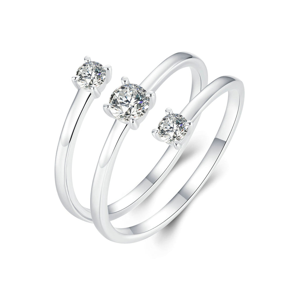 925 Sterling Silver White Gold Plated CZ Ring for Women