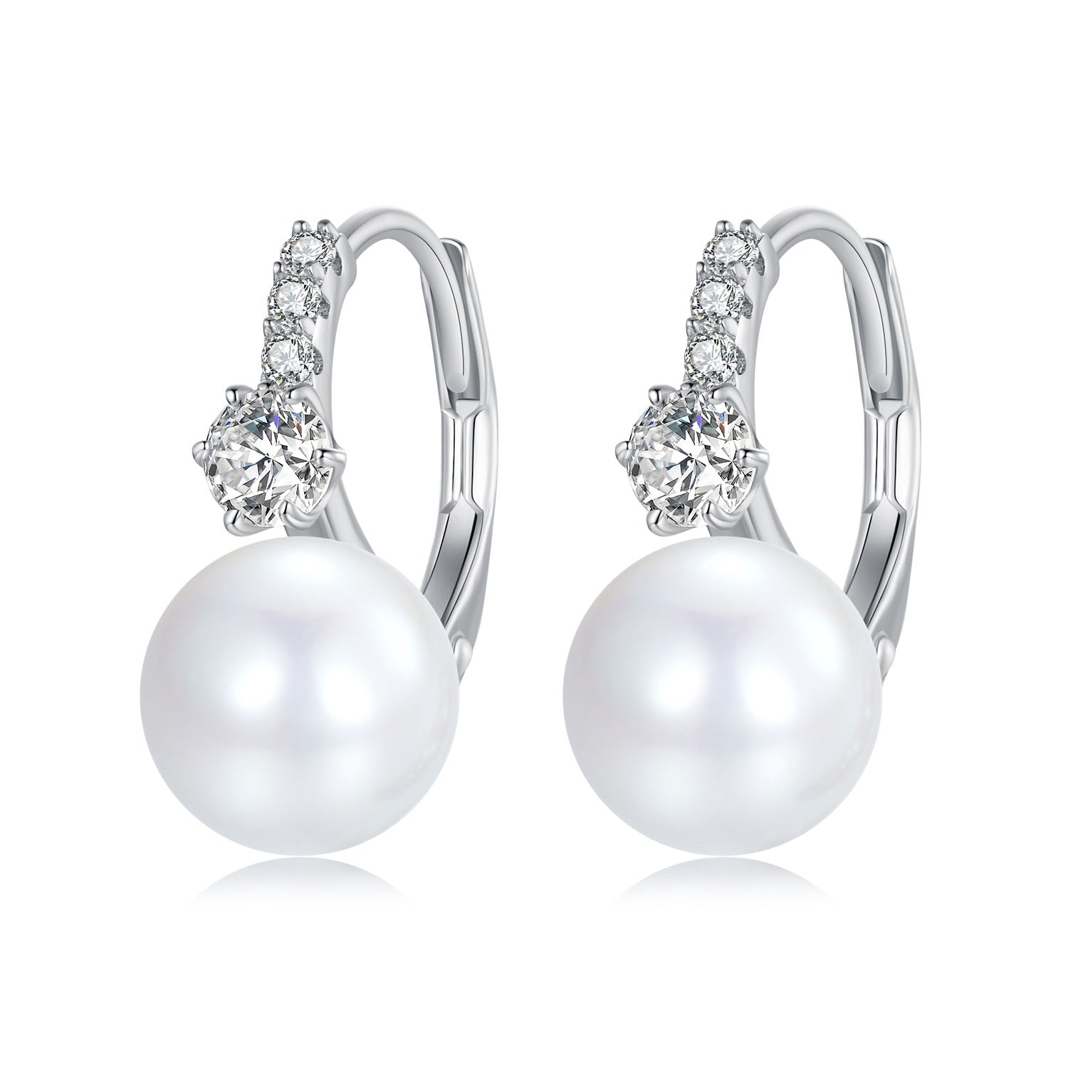 925 Sterling Silver Earrings with Quality Shell Pearl and CZ for Women