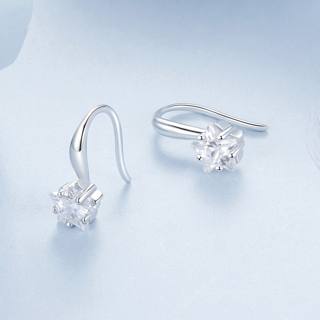 925 Sterling Silver Earrings with Pave Setting CZ 12*5mm for Women