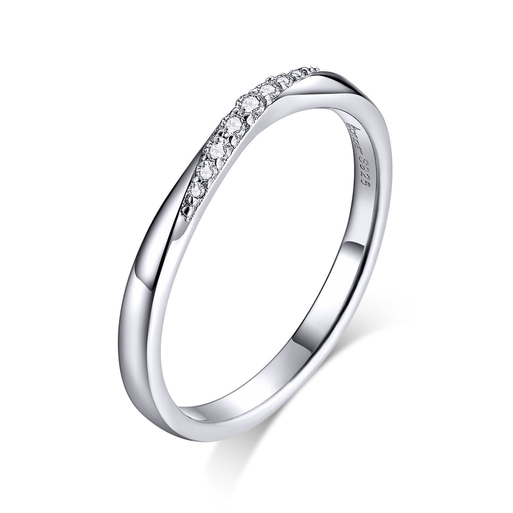 925 Sterling Silver Pavé Set CZ Platinum Plated Ring Size 6 for Women