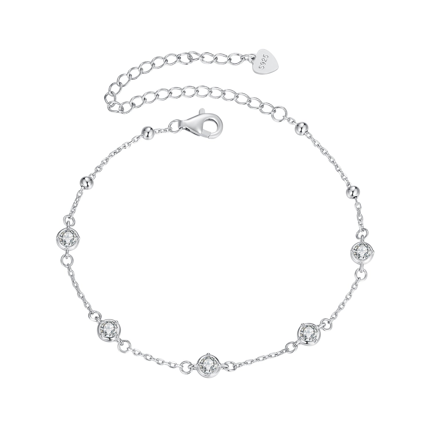 925 Sterling Silver 3mm Moissanite Bracelet for Women