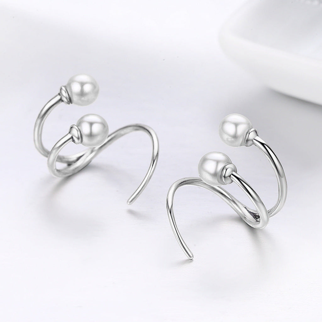 925 Sterling Silver Oxidized Earrings with Shell Pearl for Women