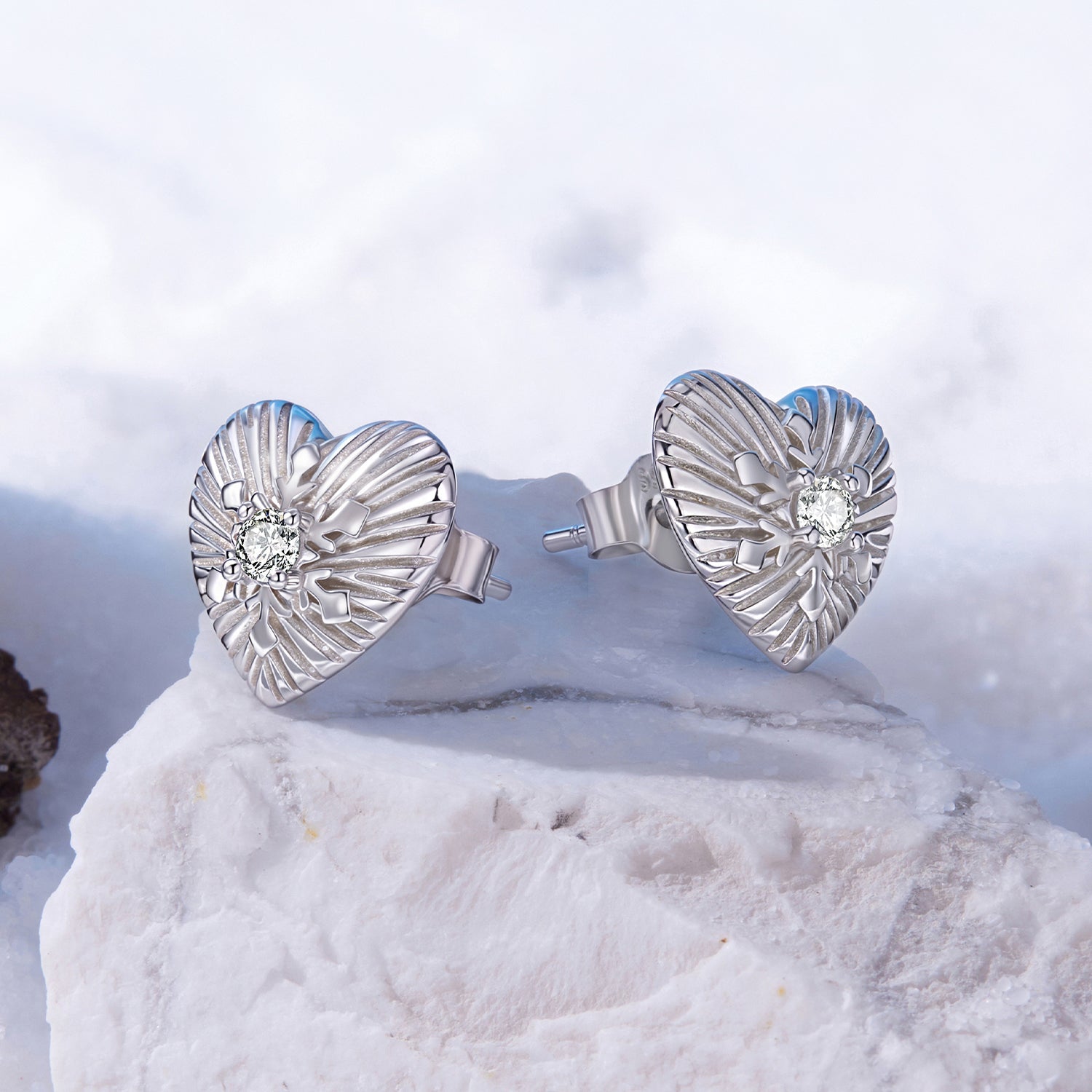 925 Sterling Silver Earrings with CZ in White Gold Plating for Women