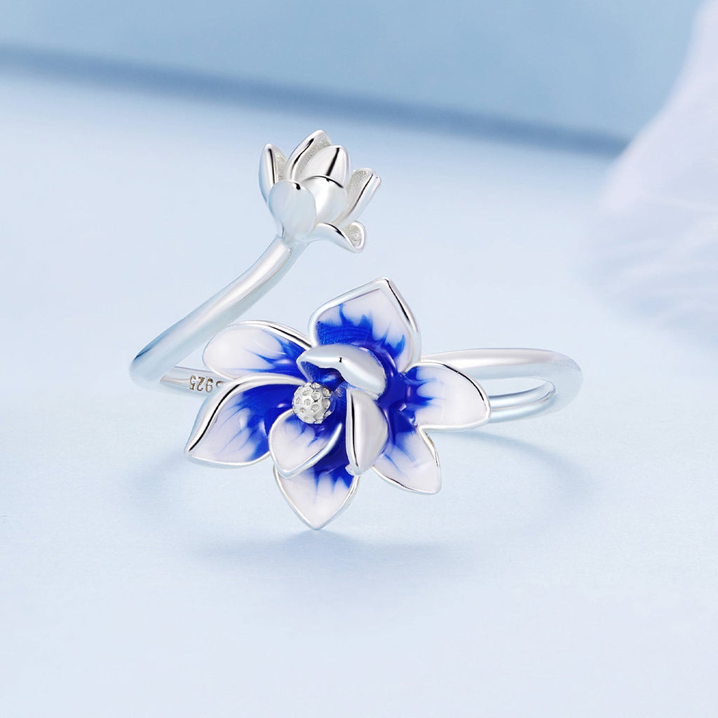 925 Sterling Silver Enamel Flower Ring