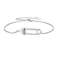 925 Sterling Silver Bracelet with CZ Pendant - 160mm Length and 8x26mm Pendant Size for Women