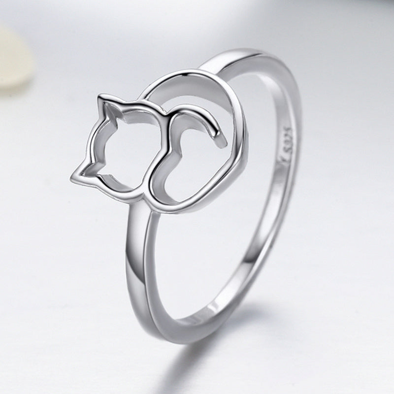 925 Sterling Silver Ring Size 5.0 with Platinum Plating for Women