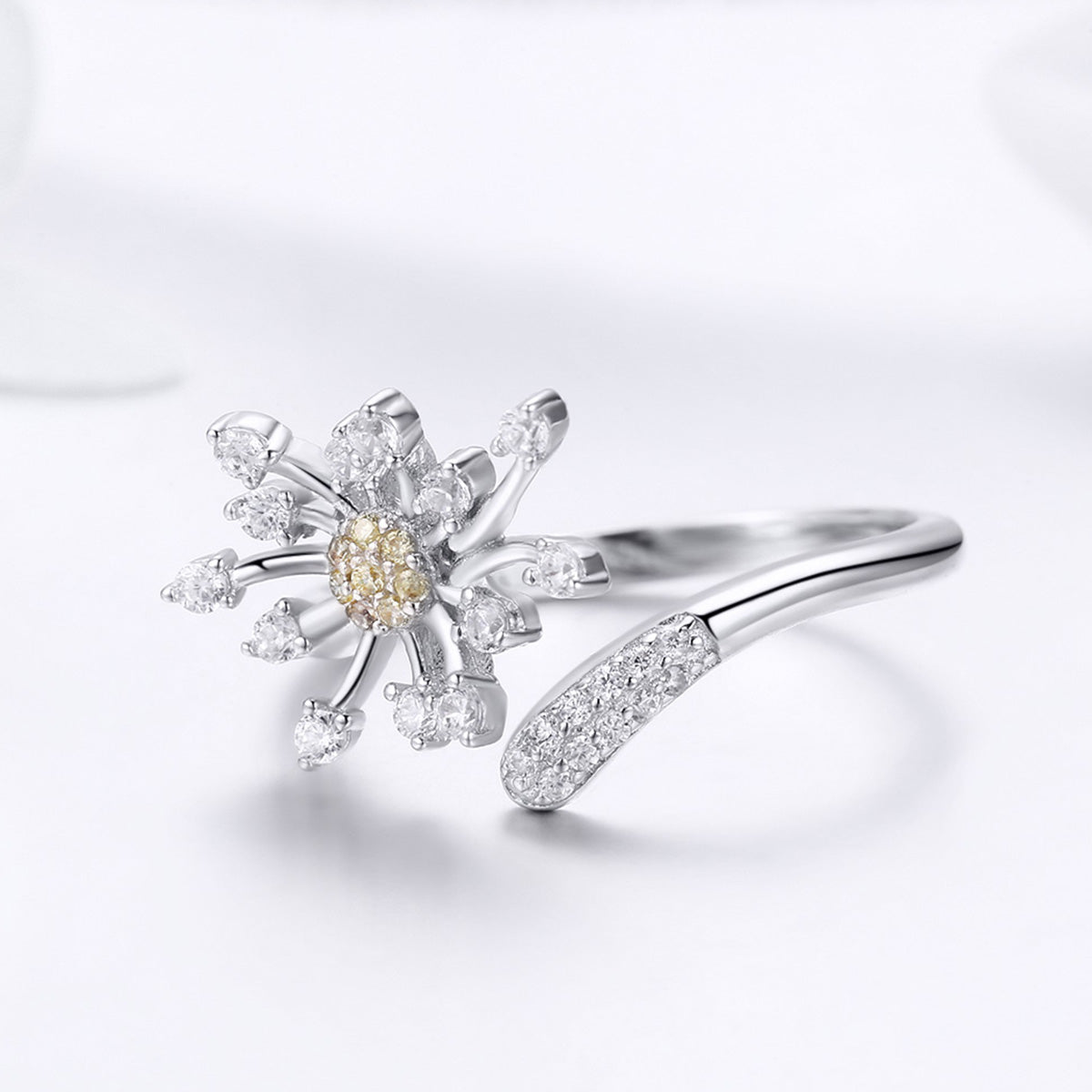 925 Sterling Silver Ring with Plated Platinum and Pavé Setting CZ