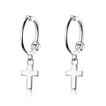 925 Sterling Silver Earrings Plated Platinum 1.9*0.5cm for Women