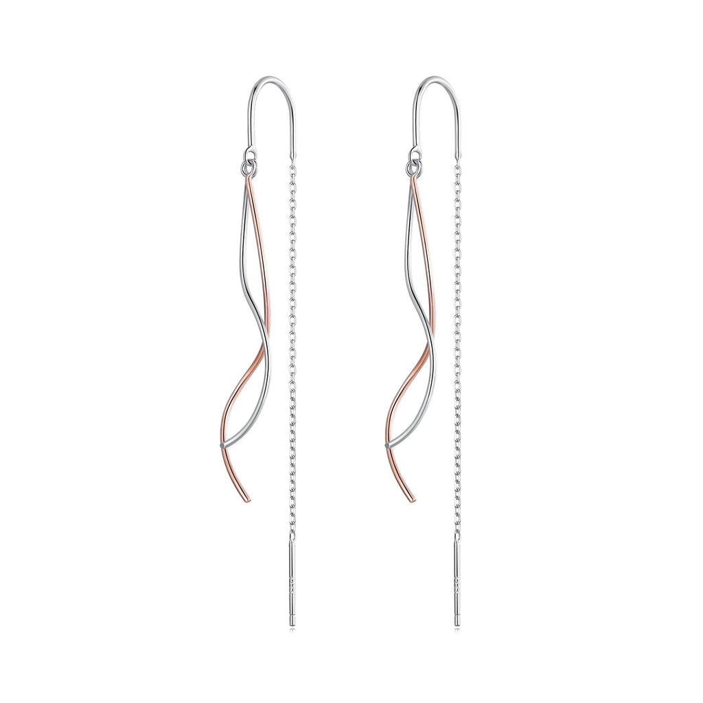 925 Sterling Silver Earrings 56*10mm Plated Platinum Rose Gold for Women