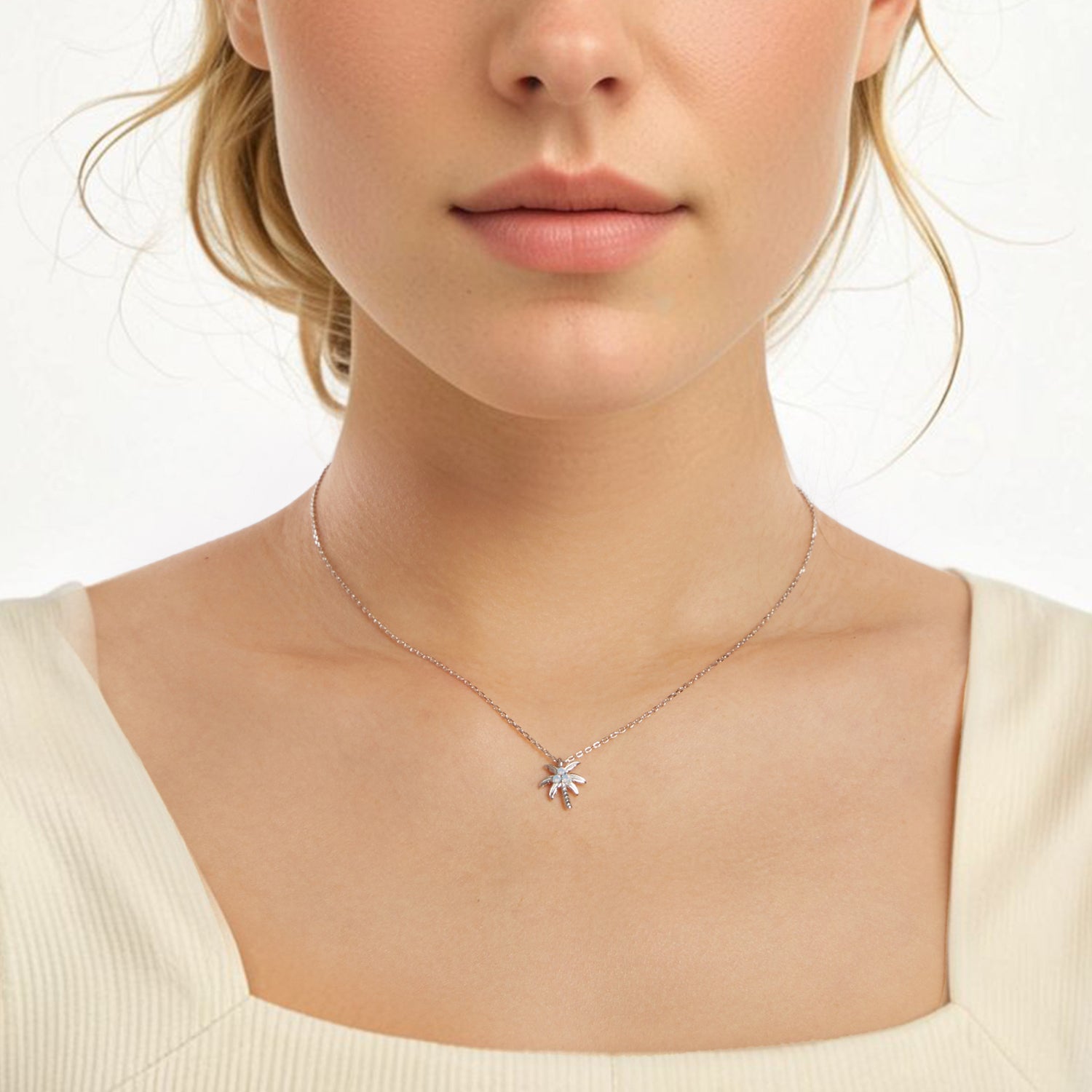 925 Sterling Silver + Nano Opal Stone Pendant Necklace for Women