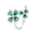 925 Sterling Silver Enamel Pavé CZ Ring for Women