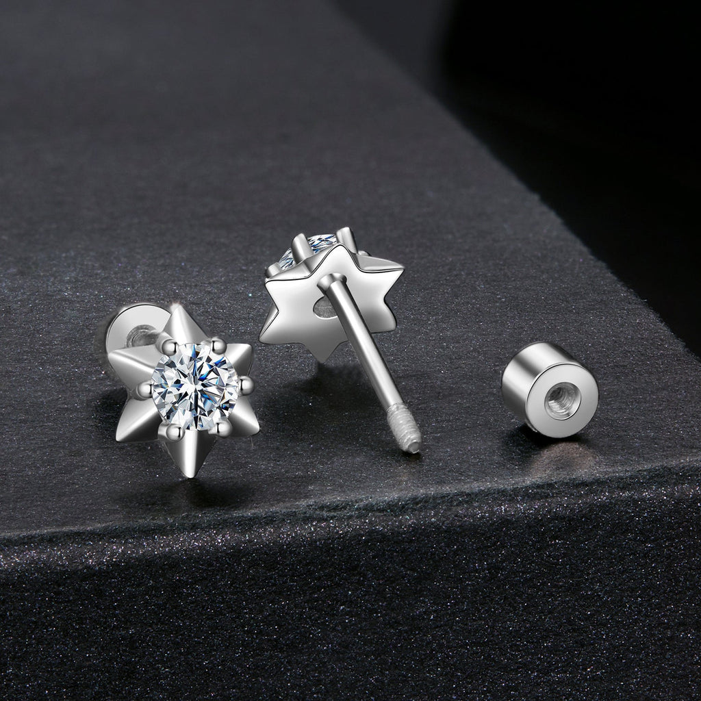 925 Sterling Silver Moissanite 0.10 Carat Earrings for Women