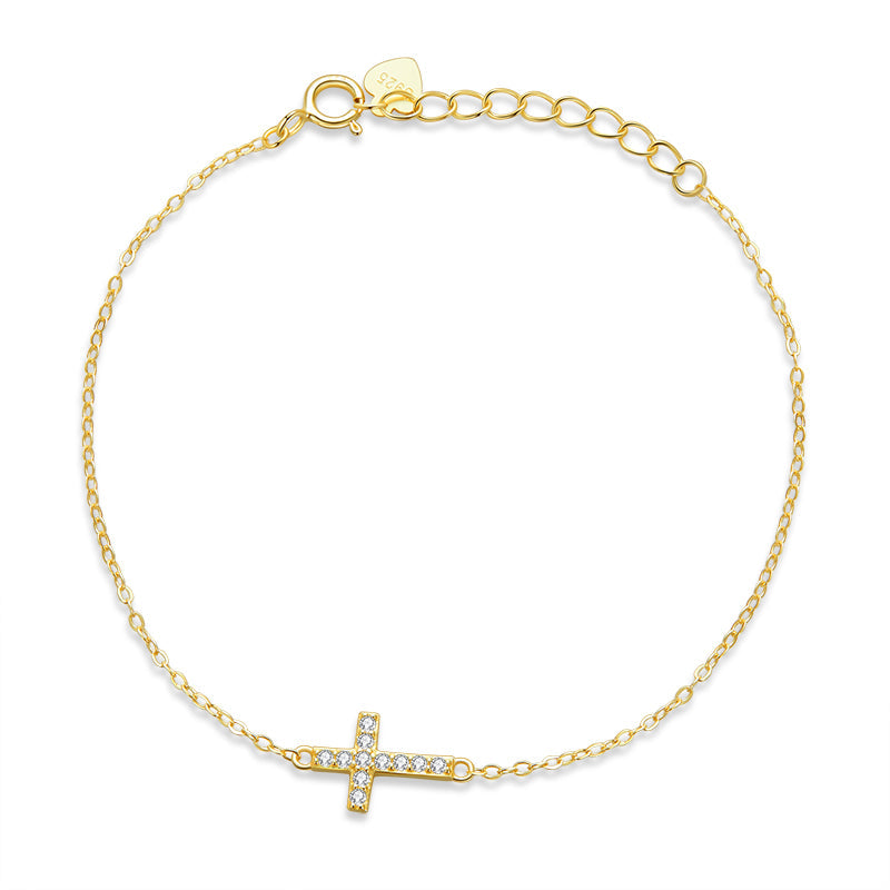 925 Sterling Silver Bracelet with Pavé Setting CZ, 155+25mm for Women