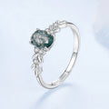 925 Sterling Silver Agate and CZ Pendant Ring Size 6 for Women